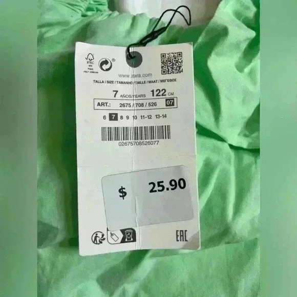 Zara Girls Crop Top Size 7 Green - Picture 3 of 4